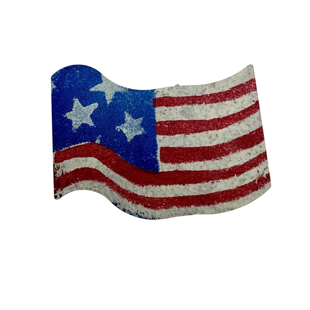 Flag Pin Brooch Handmade USA Patriotic Waving Metal Painted